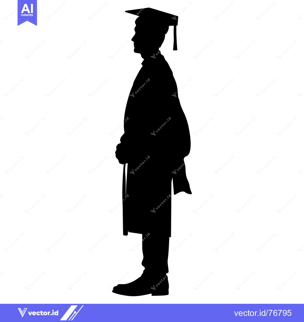 Premium Vector dari Silhouette of a Graduate in Cap and Gown