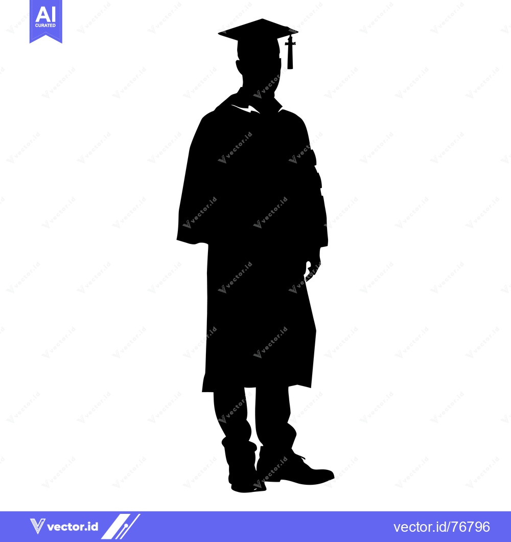 Premium Vector dari Silhouette of a Graduate Wearing a Cap and Gown