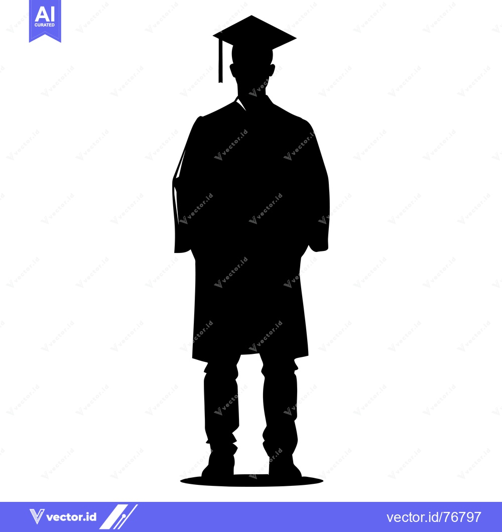 Premium Vector dari Silhouette of a Graduate in Cap and Gown