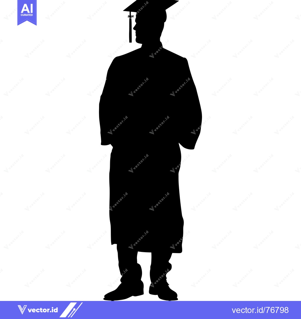 Premium Vector of Silhouette of a Graduate in Cap and Gown