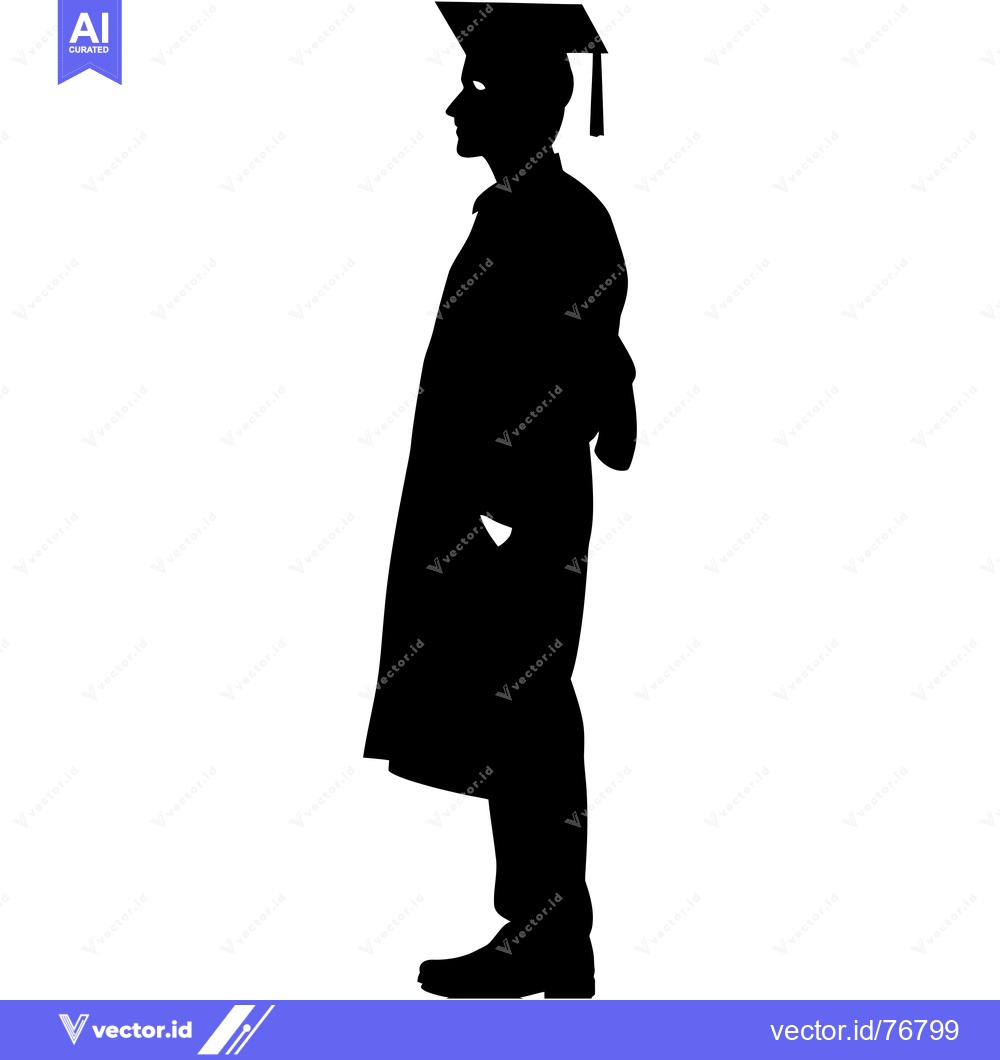 Premium Vector dari Silhouette of a Graduate in Cap and Gown