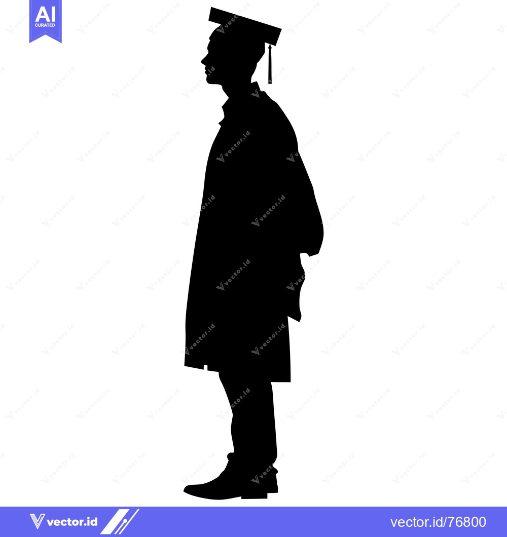 Premium Vector dari Silhouette of a Graduate in Cap and Gown