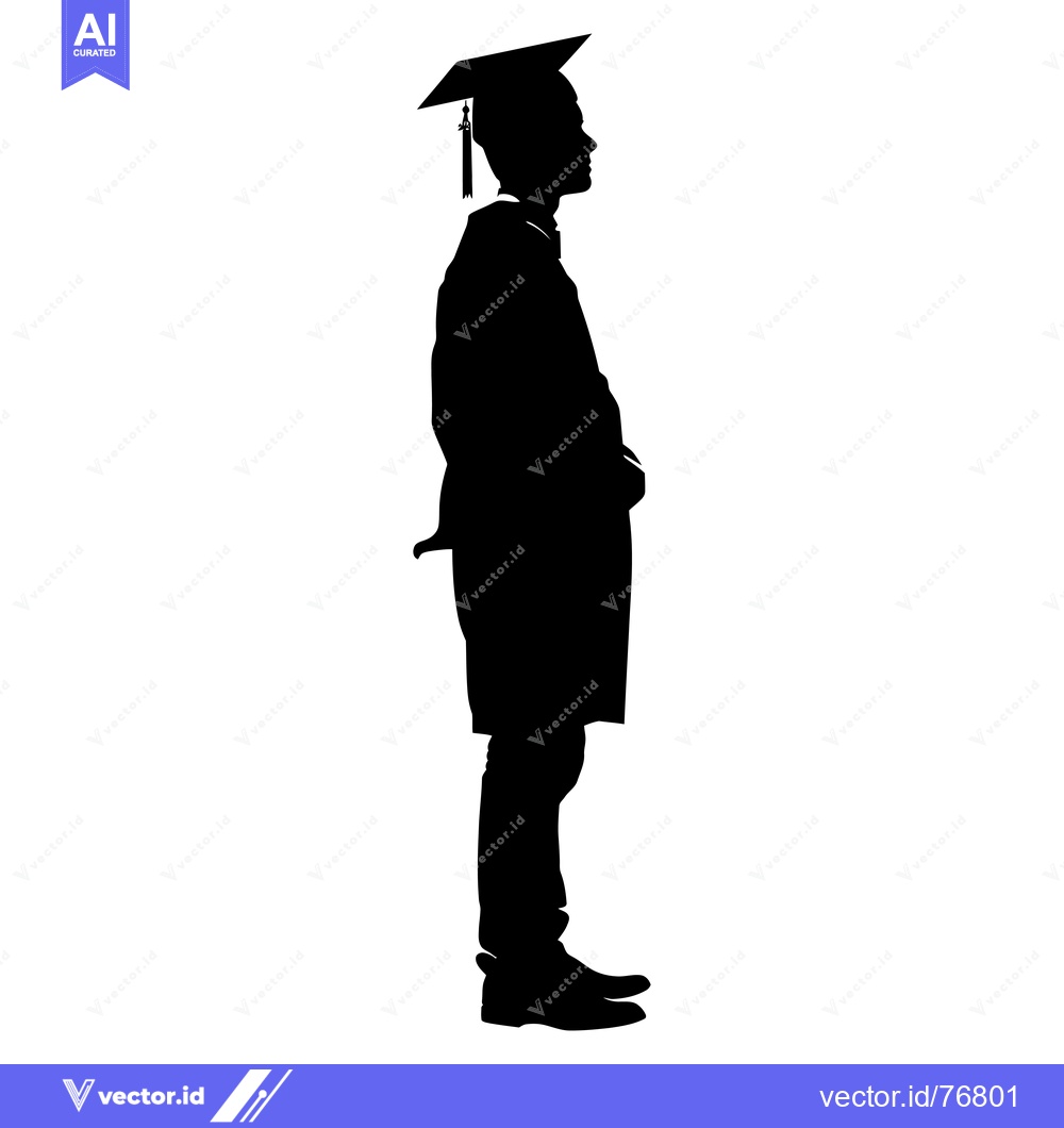 Premium Vector dari Silhouette of a Graduate in Cap and Gown