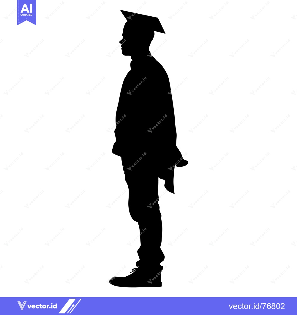 Premium Vector dari Silhouette of a Graduate Wearing a Cap and Gown