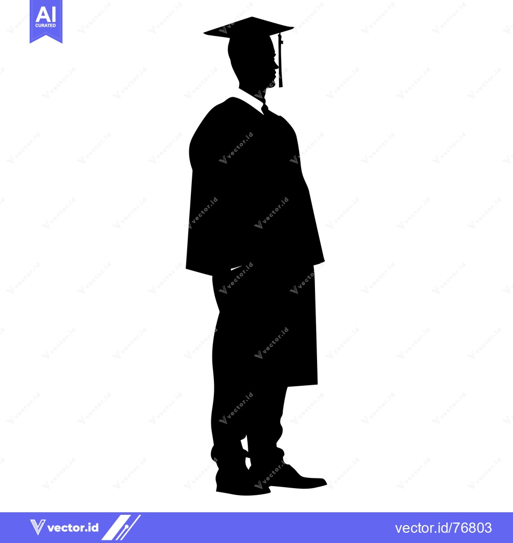 Premium Vector of Silhouette of a graduate in cap and gown