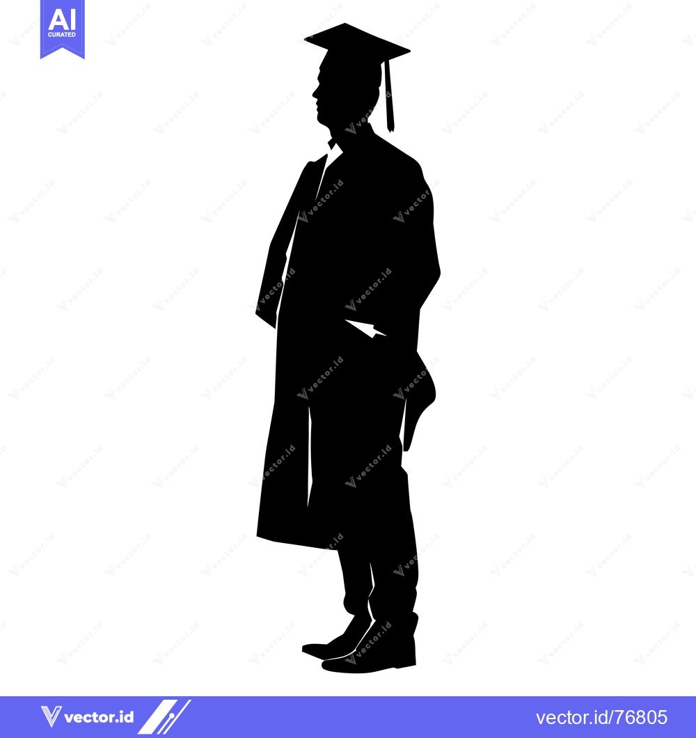 Premium Vector dari Silhouette of a Graduate in Cap and Gown