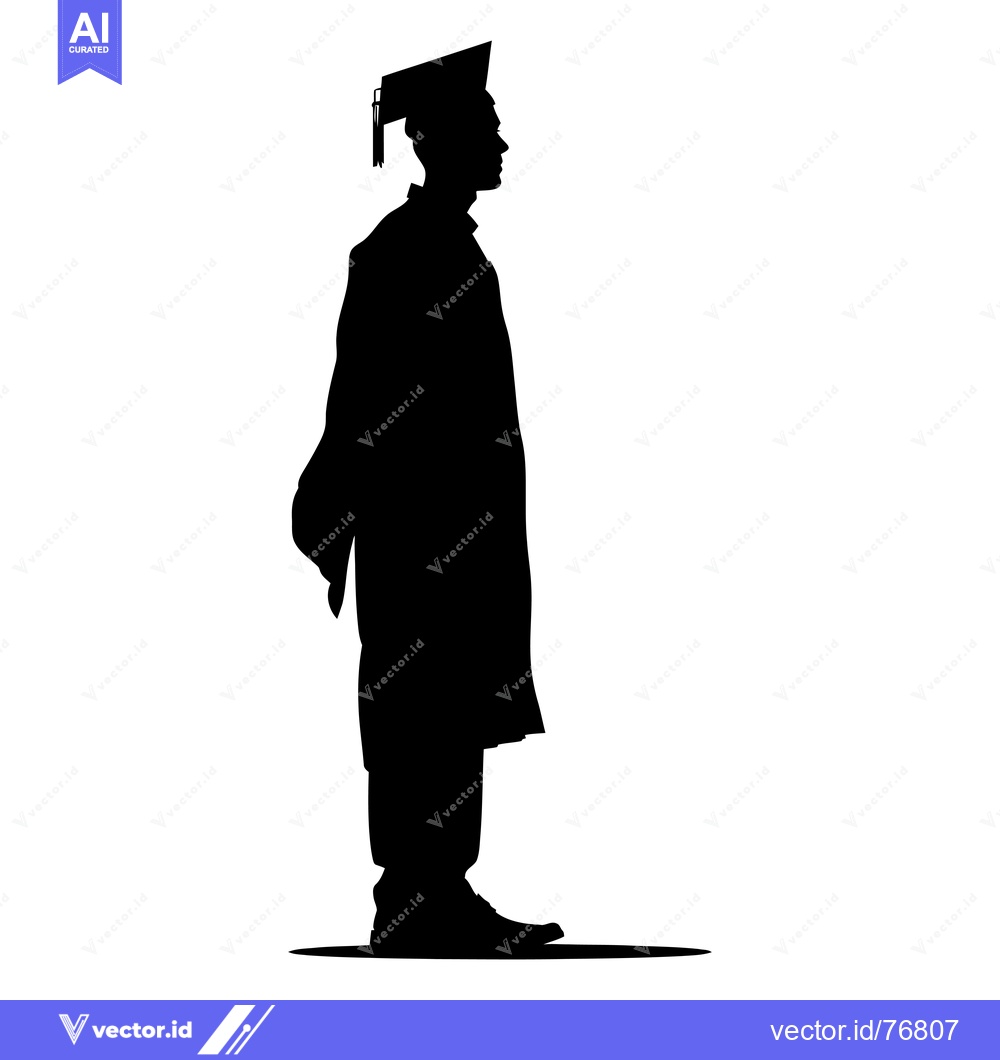 Premium Vector of Silhouette of a Graduate in Cap and Gown