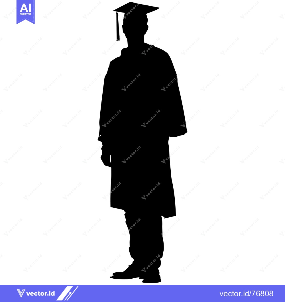 Premium Vector dari Silhouette of a Graduate Wearing a Cap and Gown