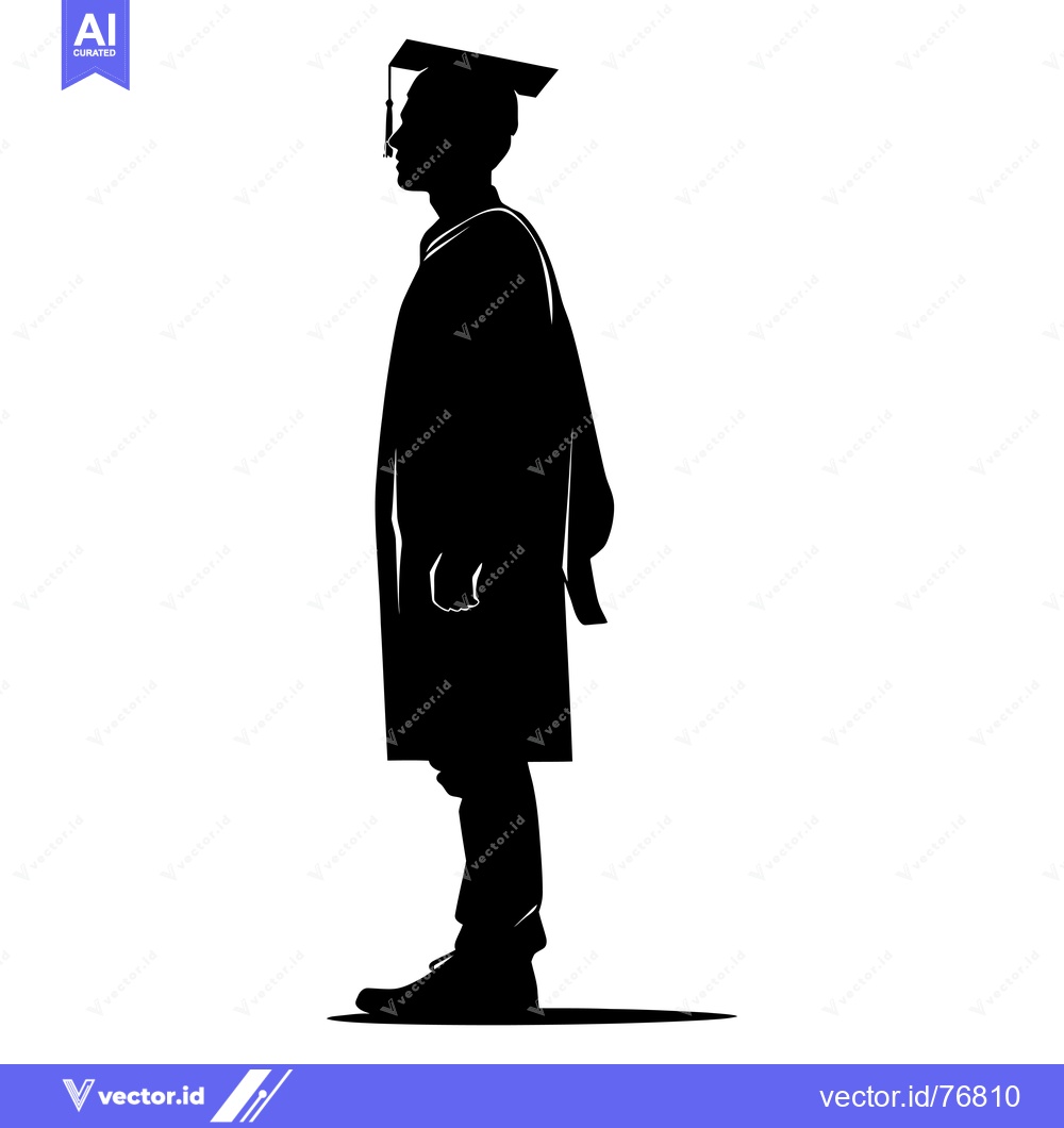 Premium Vector dari Silhouette of a Graduate in Cap and Gown