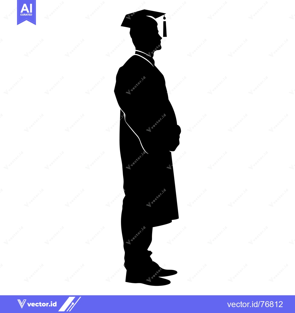 Premium Vector dari Silhouette of a Graduate in Cap and Gown