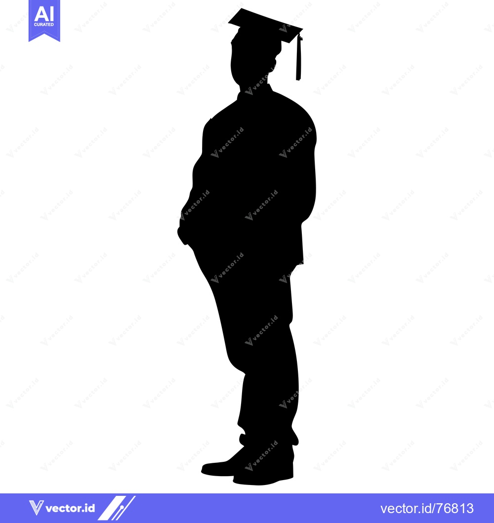Premium Vector of Silhouette of a Graduate Wearing a Cap and Gown