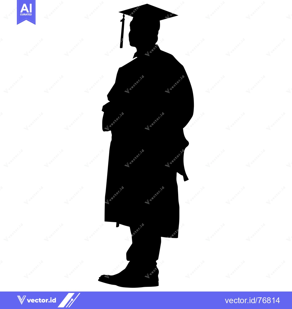 Premium Vector dari Silhouette of a Graduate in Cap and Gown