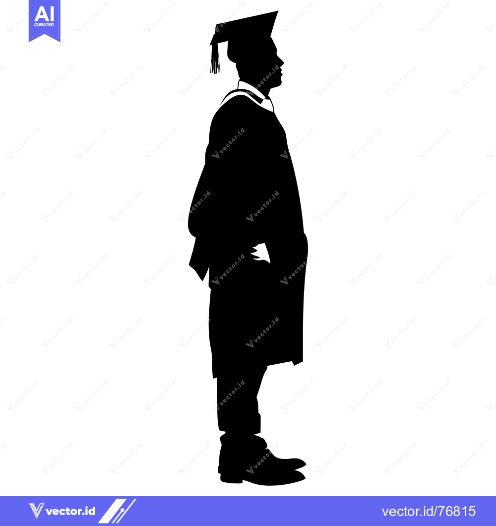Premium Vector dari Silhouette of a Graduate Wearing a Cap and Gown