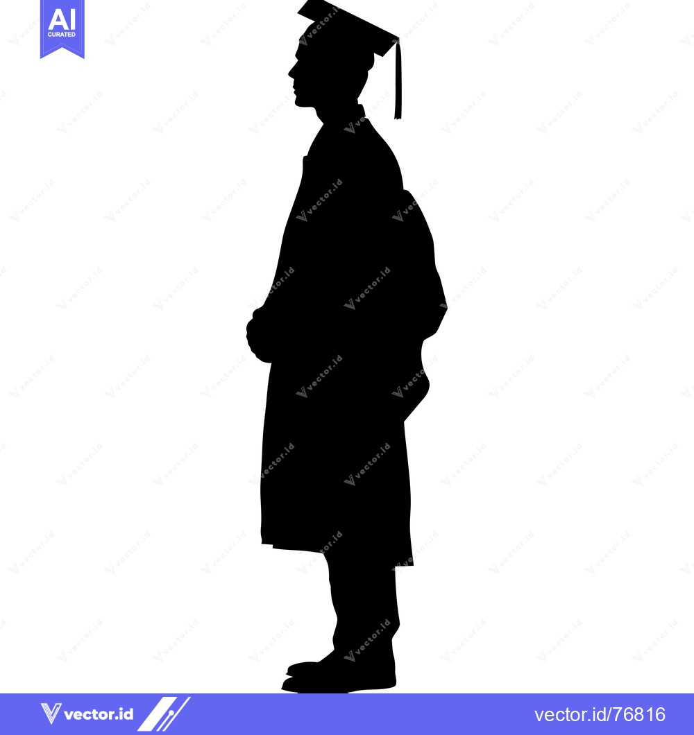 Premium Vector dari Silhouette of a Graduate in Cap and Gown