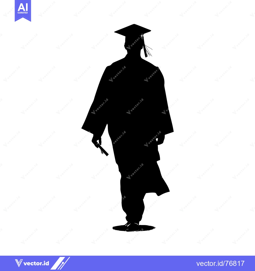 Premium Vector dari Silhouette of a Graduate Walking with a Diploma
