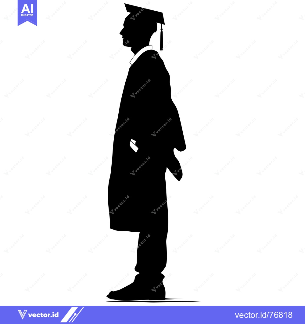 Premium Vector dari Silhouette of a Graduate in Cap and Gown