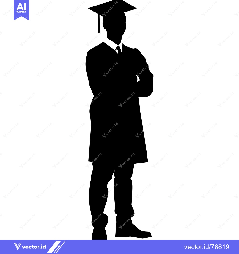 Premium Vector of Silhouette of a Graduate in Cap and Gown