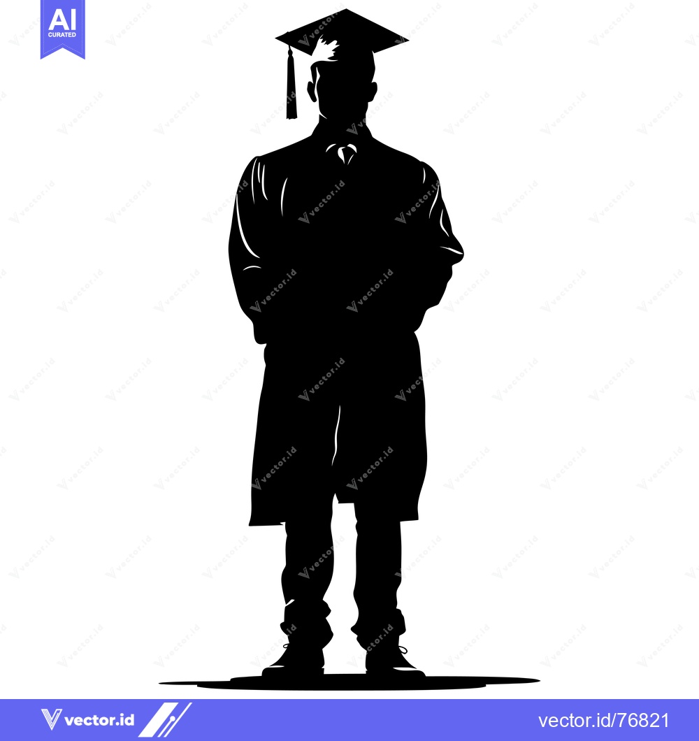 Premium Vector dari Silhouette of a Graduate in Cap and Gown