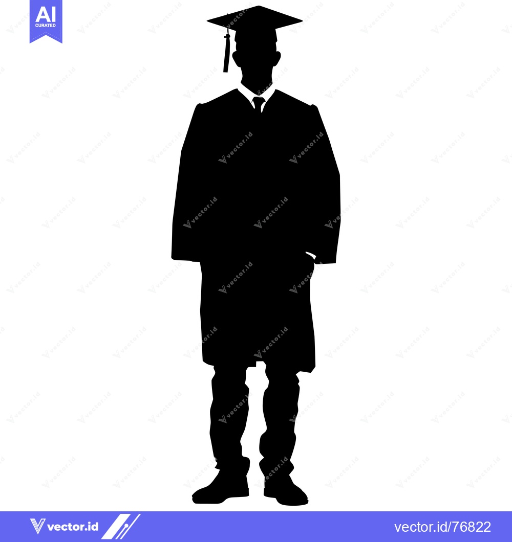 Premium Vector of Silhouette of a Graduate Wearing a Cap and Gown