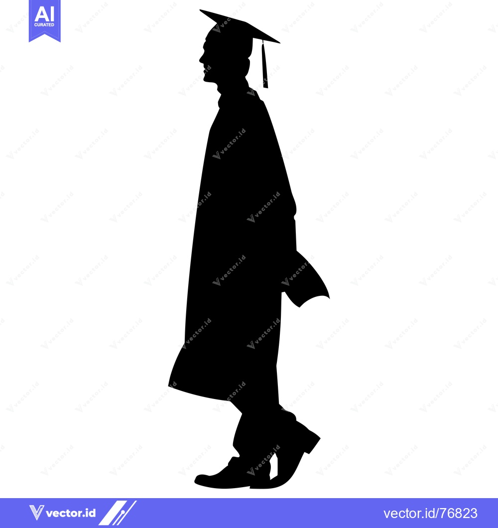 Premium Vector dari Silhouette of a Graduate in Cap and Gown