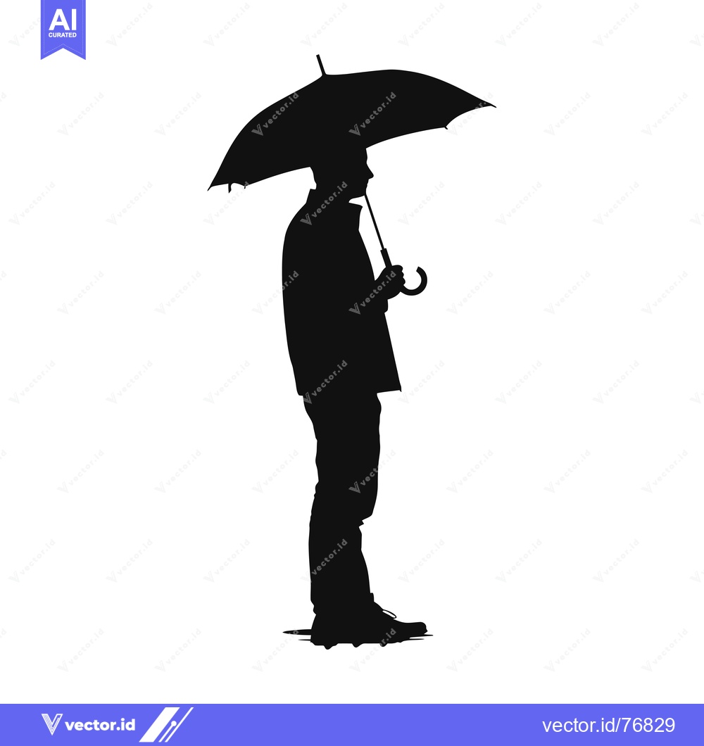 Premium Vector dari Silhouette of a Man Holding an Umbrella