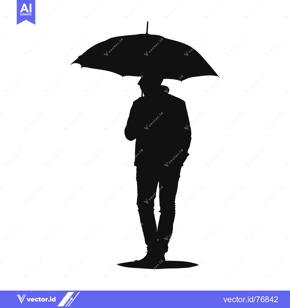 Premium Vector of Silhouette of a Man Holding an Umbrella