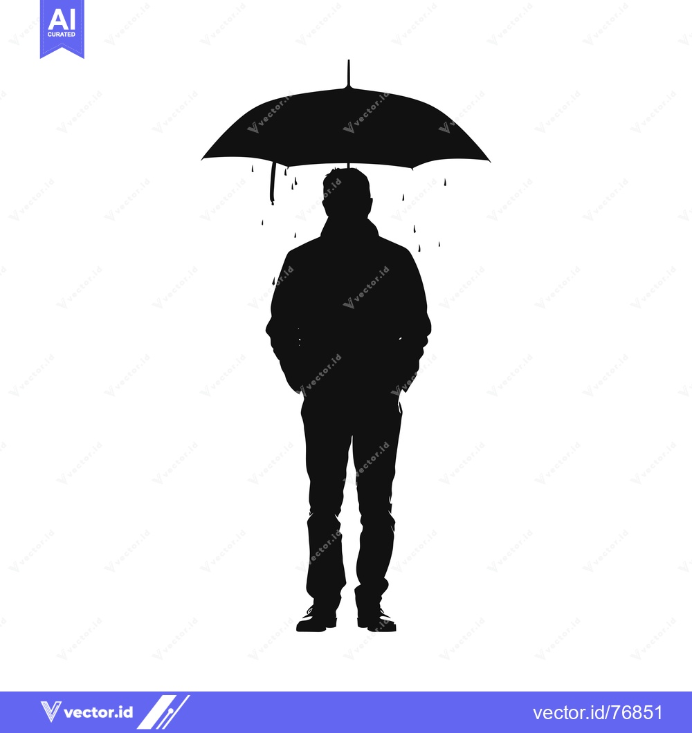 Premium Vector dari Silhouette of a Man Standing Under a Leaking Umbrella