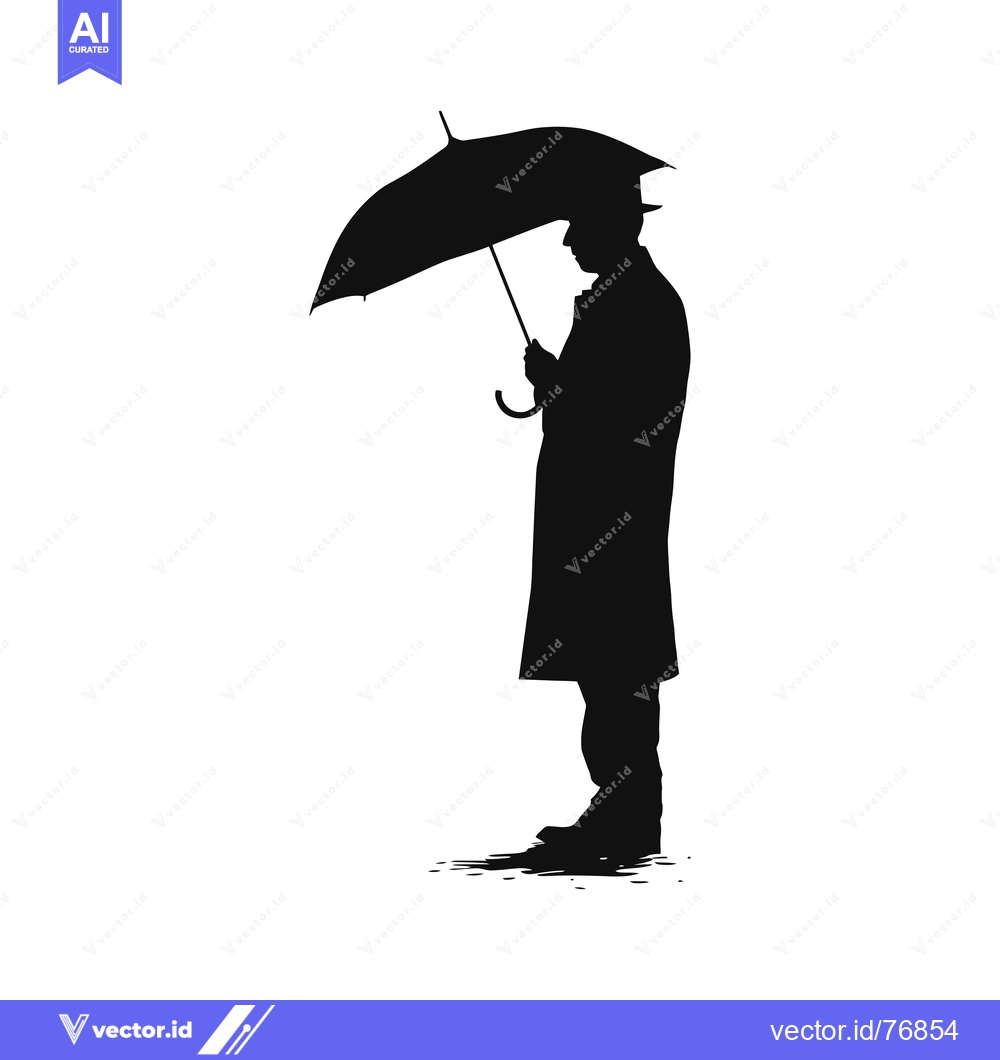 Premium Vector of Silhouette of a Person Holding an Umbrella