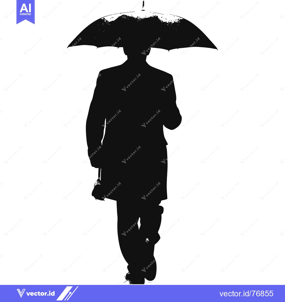 Premium Vector of Silhouette of a Person Walking with an Umbrella