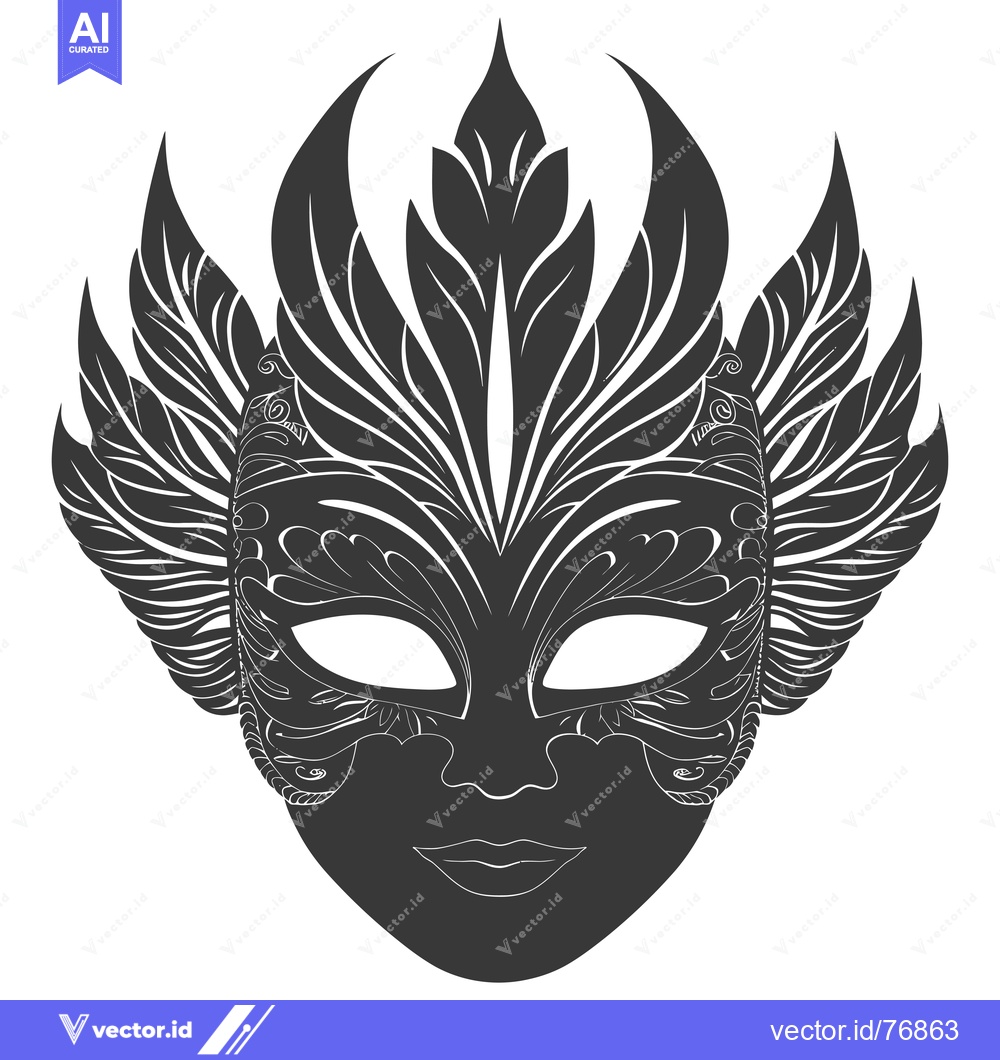 Premium Vector of Intricately Designed Black and White Carnival Mask