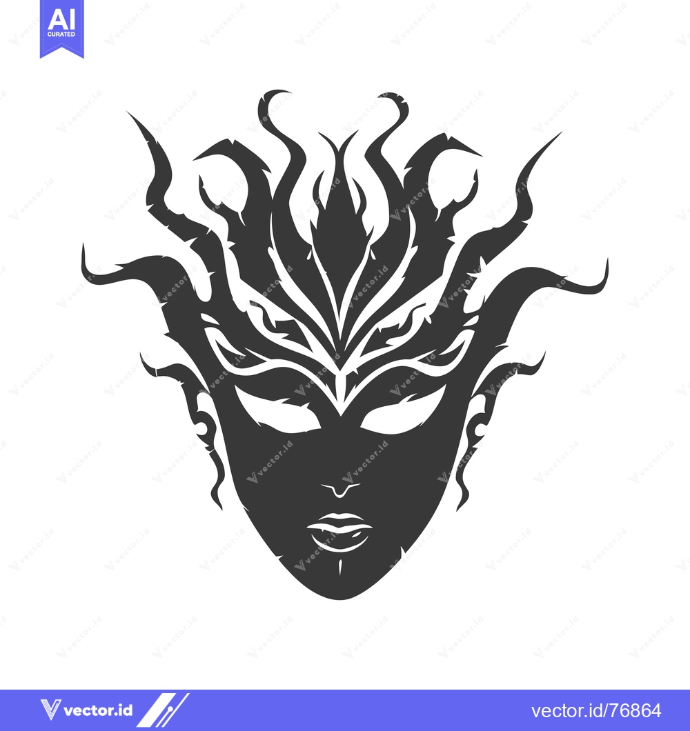 Premium Vector of Stylized Silhouette of a Woman's Face with Floral Headpiece