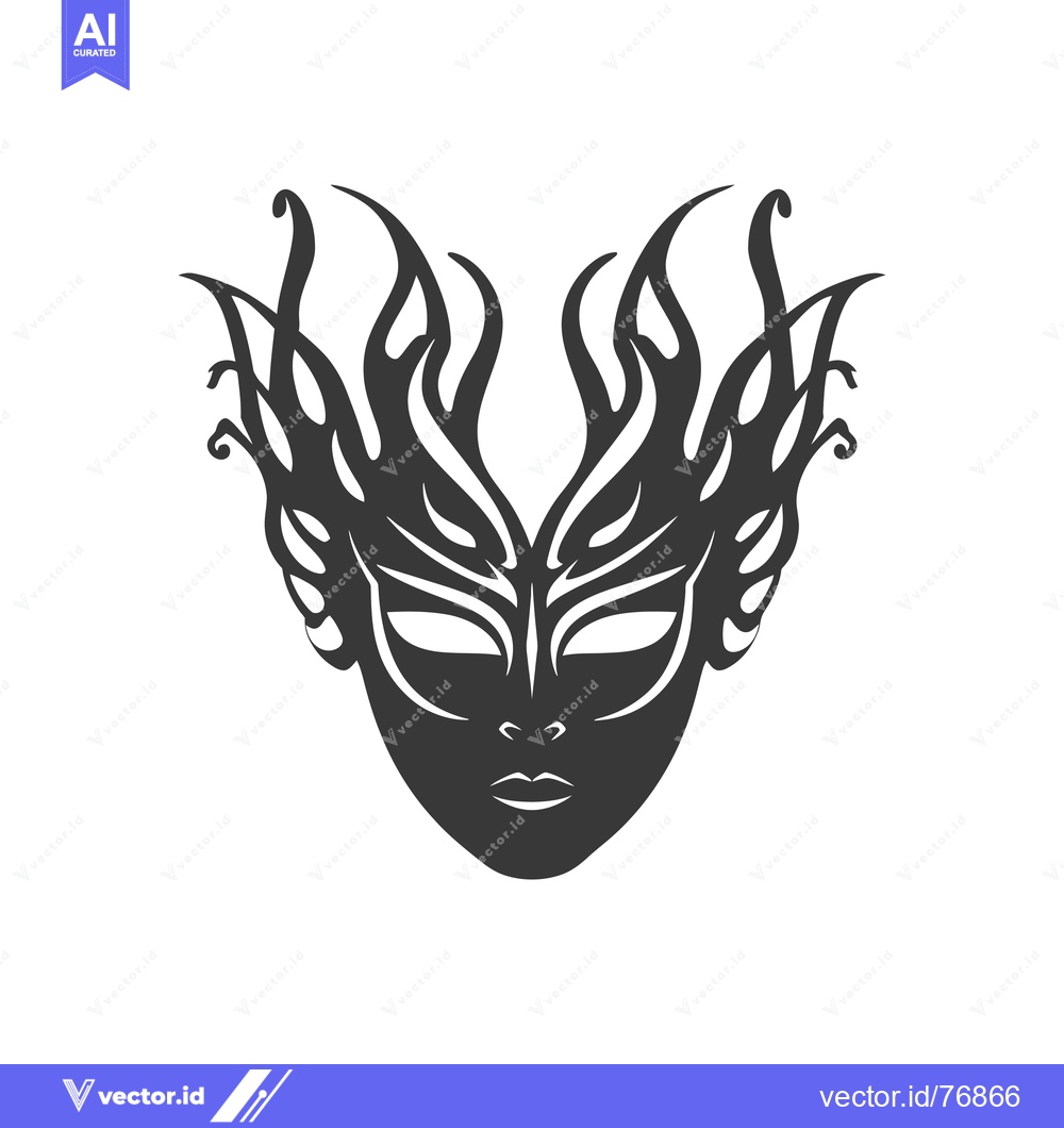 Premium Vector of A stylized black and white mask with intricate details