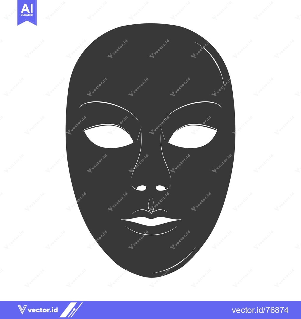 Premium Vector dari Black and White Mask with White Eyes, Nose, and Mouth