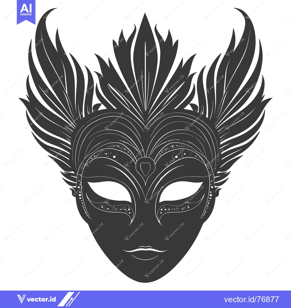 Premium Vector dari Ornate Black and White Feathered Venetian Carnival Mask