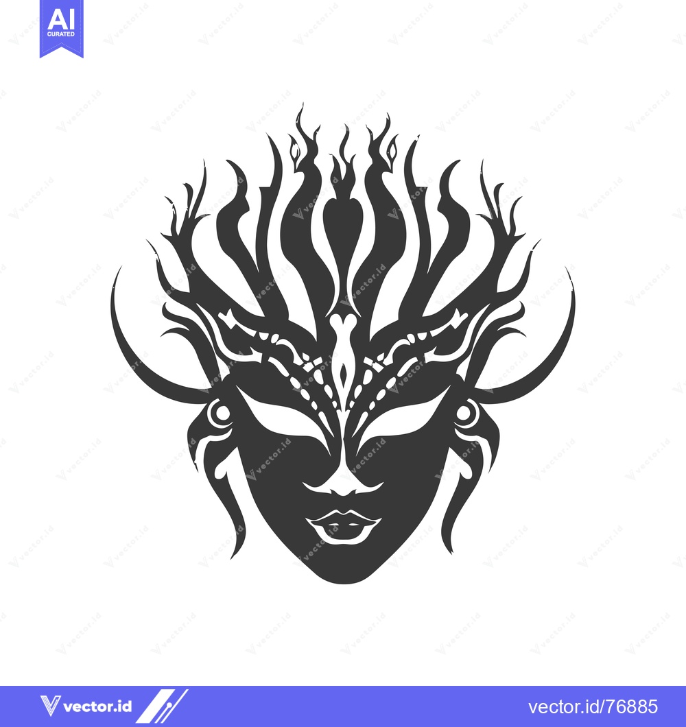 Premium Vector of Intricate Black and White Mask with Floral Design