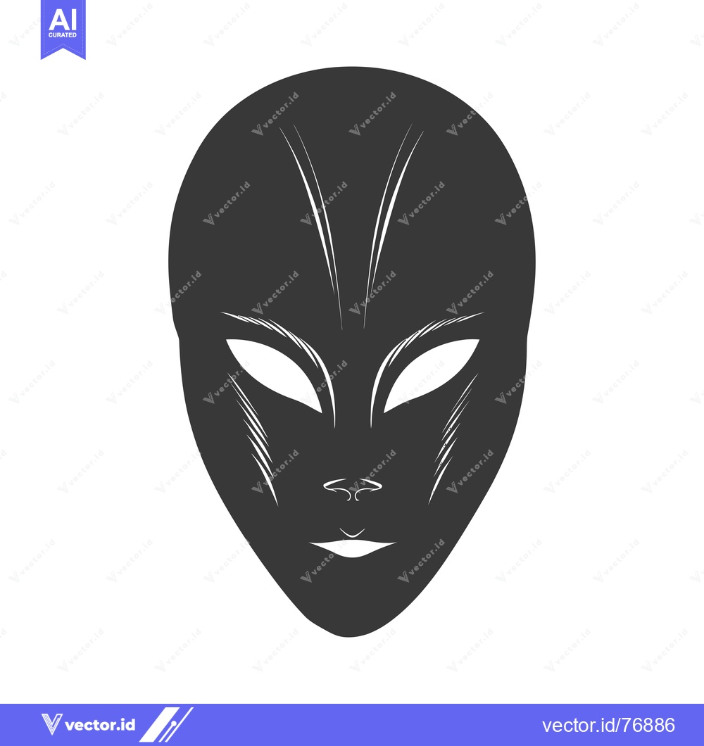 Premium Vector dari Black and White Silhouette of an Alien Face with White Eyes