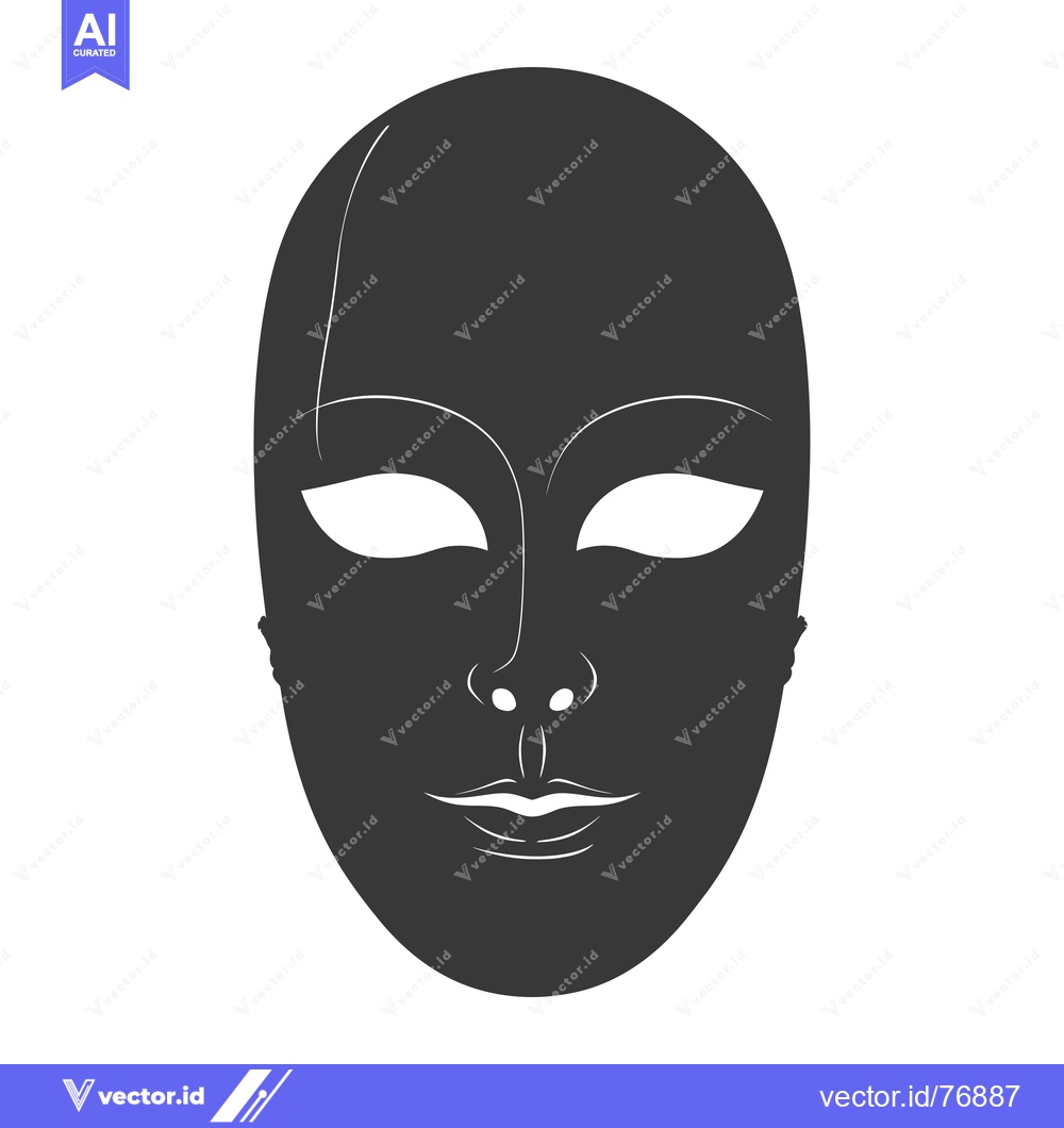 Premium Vector dari Black and White Silhouette of a Mask with White Eyes