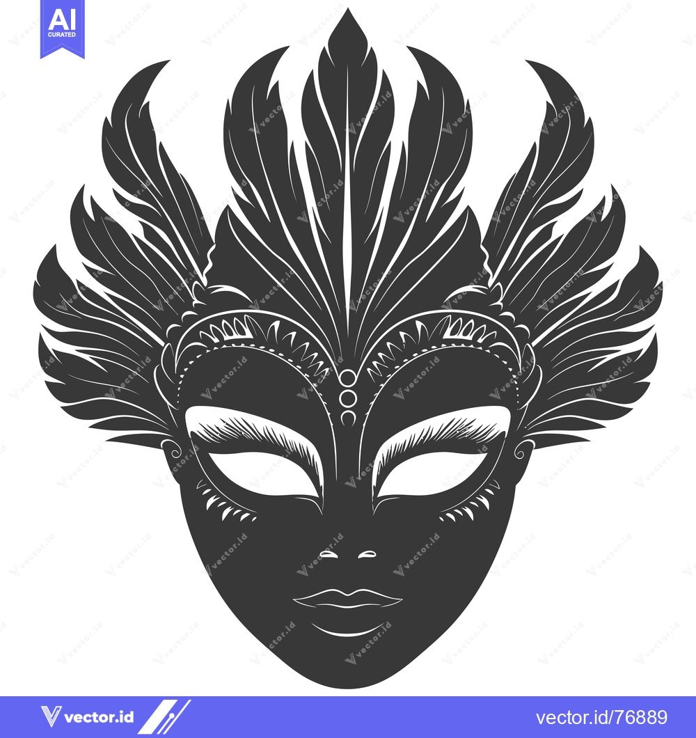Premium Vector of Feathered Venetian Carnival Mask with Intricate Details