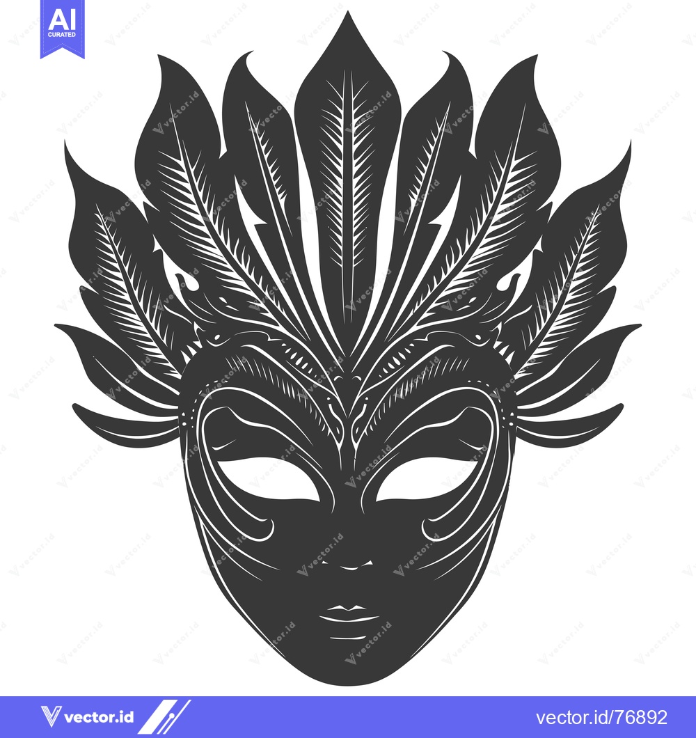 Premium Vector dari Ornate Black and White Venetian Carnival Mask with Leaf Design