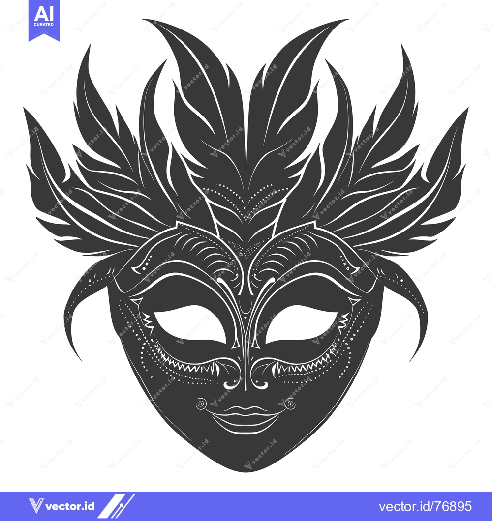 Premium Vector of Ornate Black and White Venetian Carnival Mask