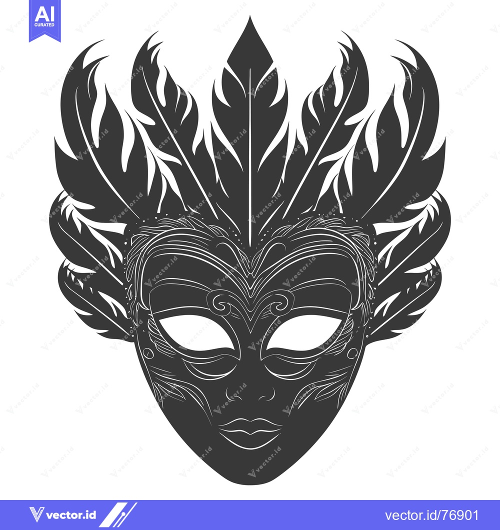 Premium Vector of Intricately Designed Black and White Venetian Carnival Mask