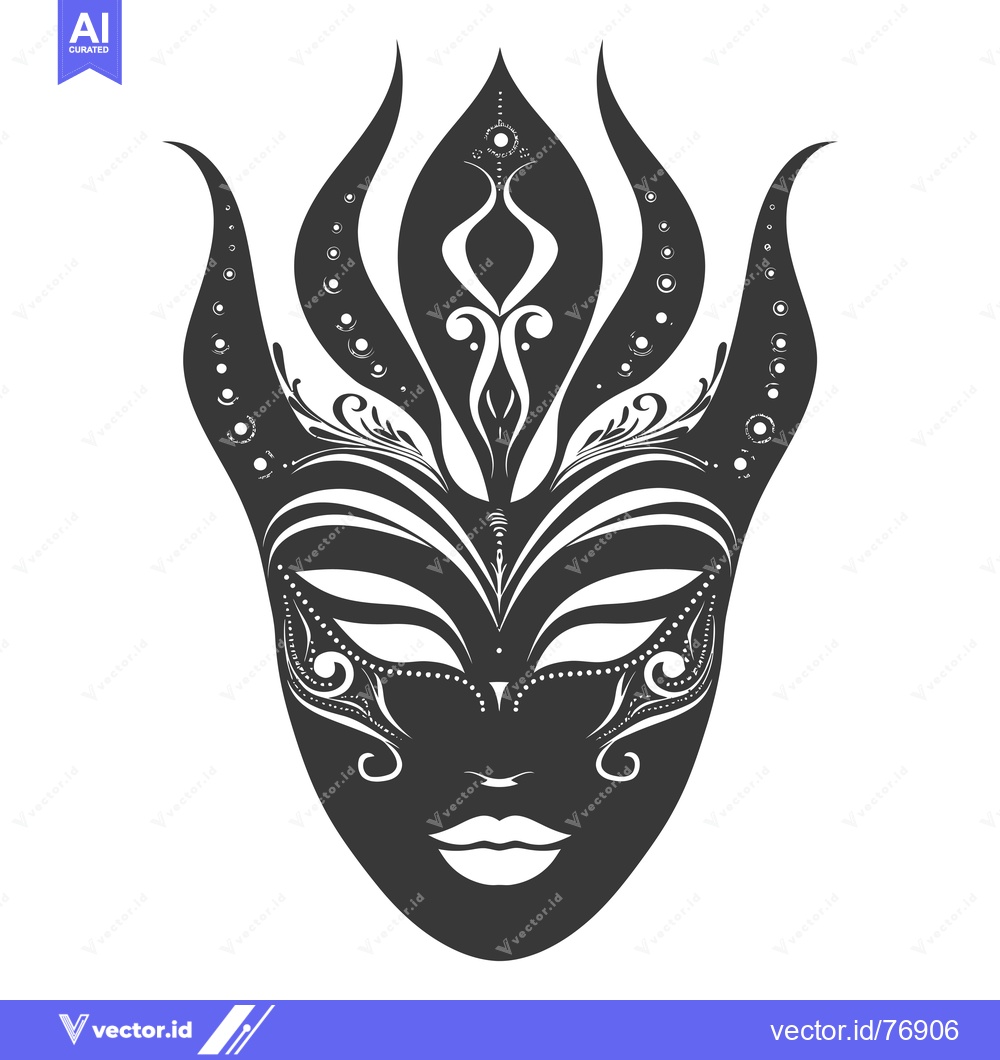 Premium Vector dari Ornate Black and White Venetian Carnival Mask with Intricate Design