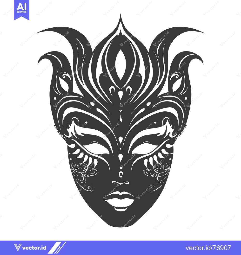 Premium Vector dari Ornate Black and White Venetian Carnival Mask