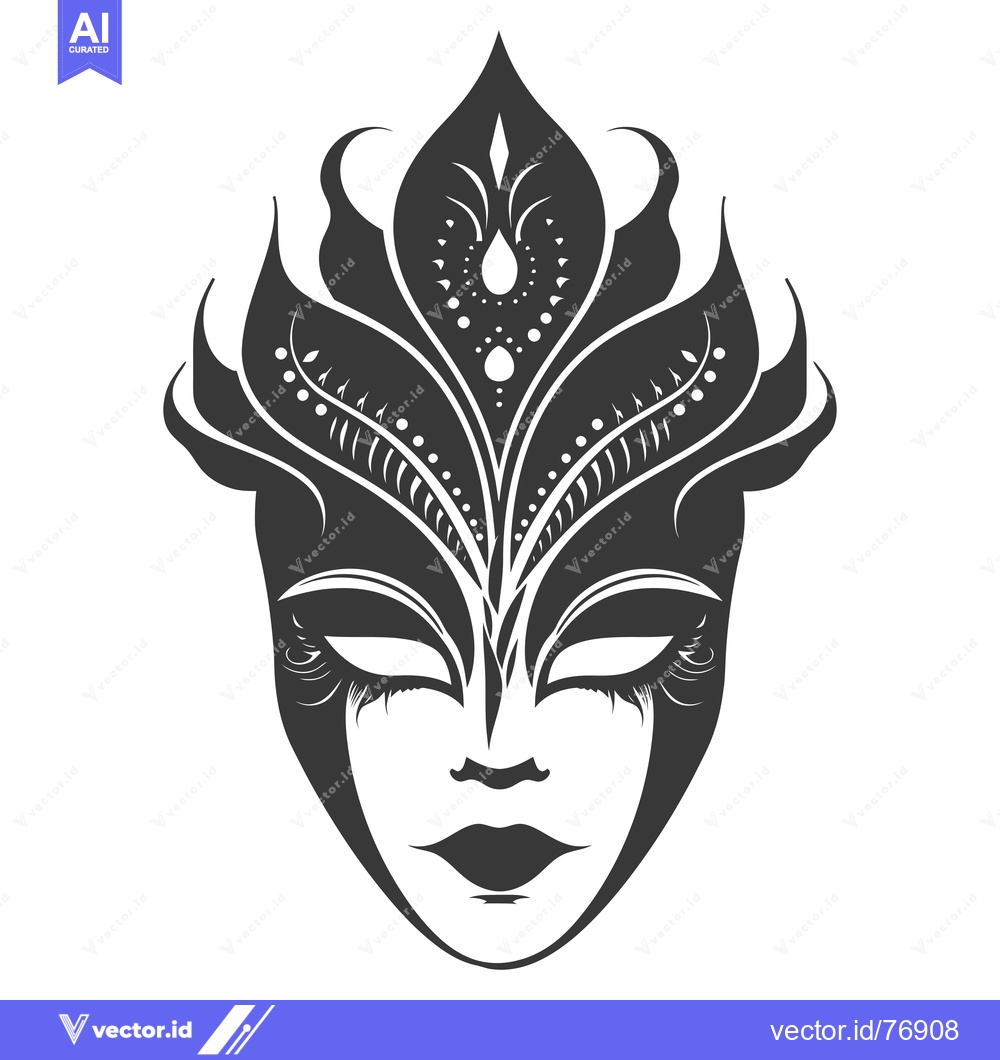 Premium Vector of Black and White Ornate Venetian Carnival Mask