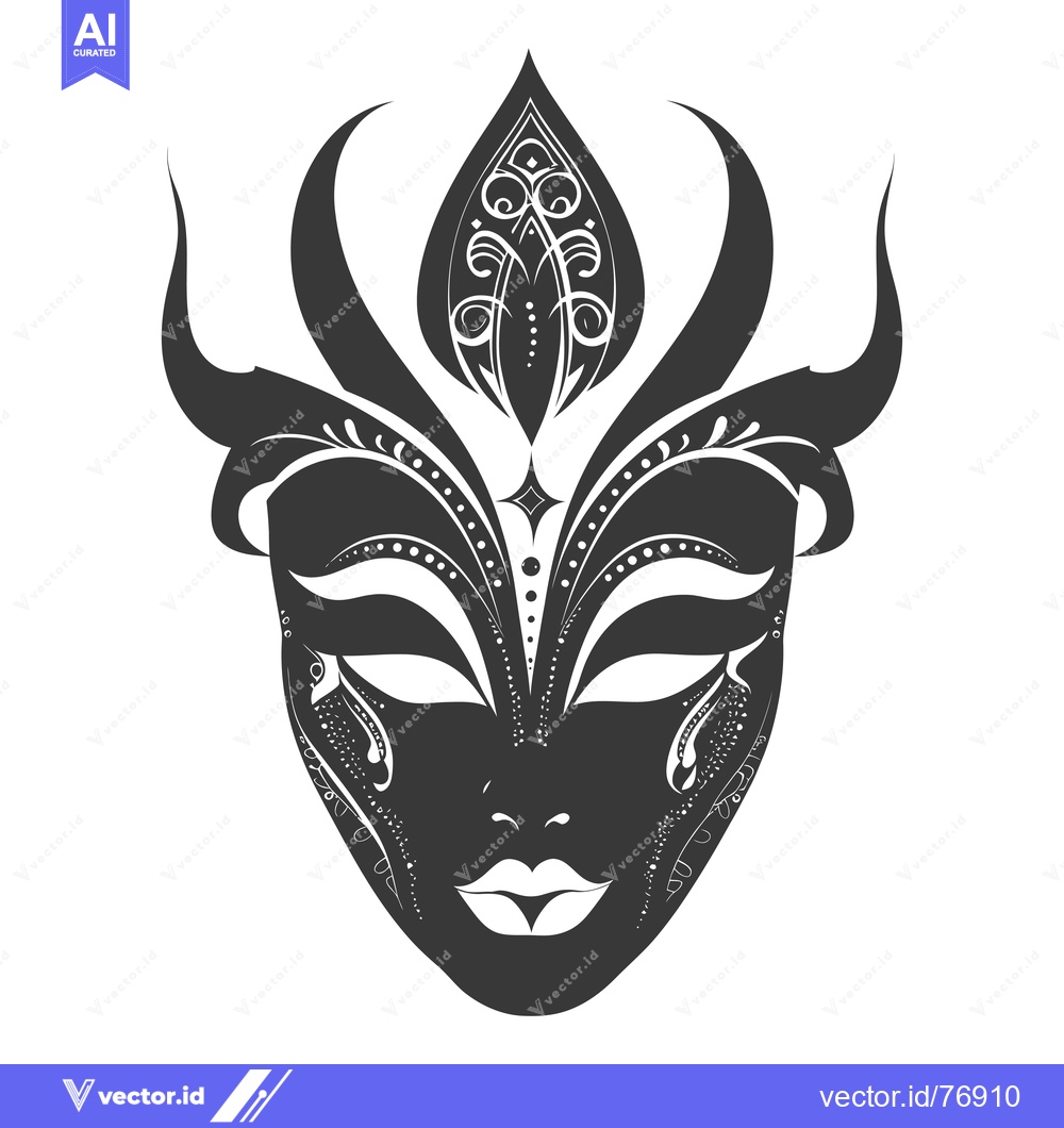 Premium Vector of Ornate Black and White Venetian Carnival Mask