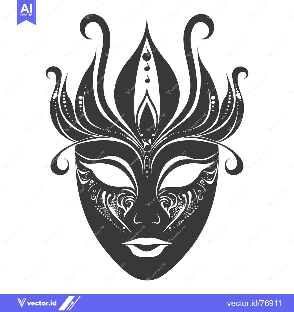 Premium Vector dari Intricately Designed Black and White Carnival Mask