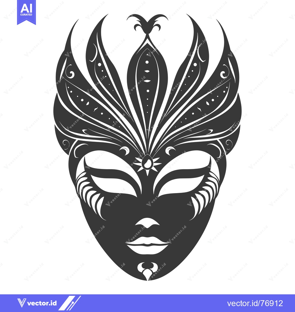 Premium Vector of Ornate Black and White Venetian Carnival Mask