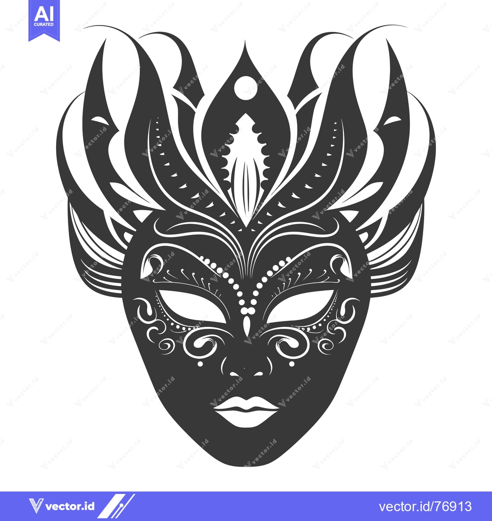 Premium Vector dari Ornate Black and White Venetian Carnival Mask