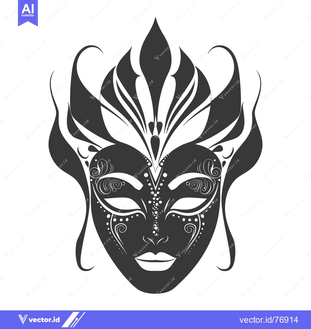 Premium Vector of Black and White Ornate Venetian Carnival Mask