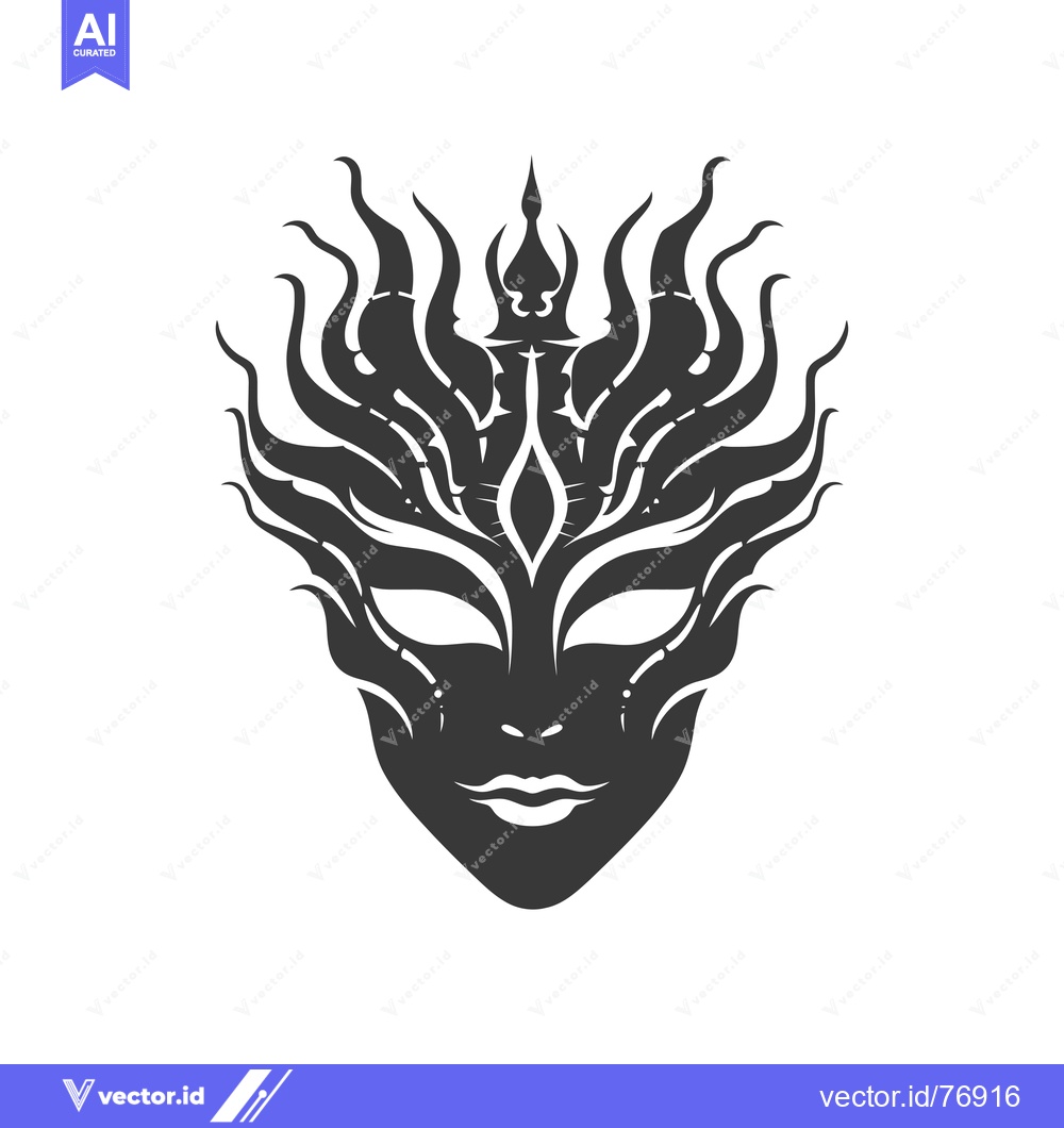Premium Vector of Black and White Intricate Mask with Floral Design